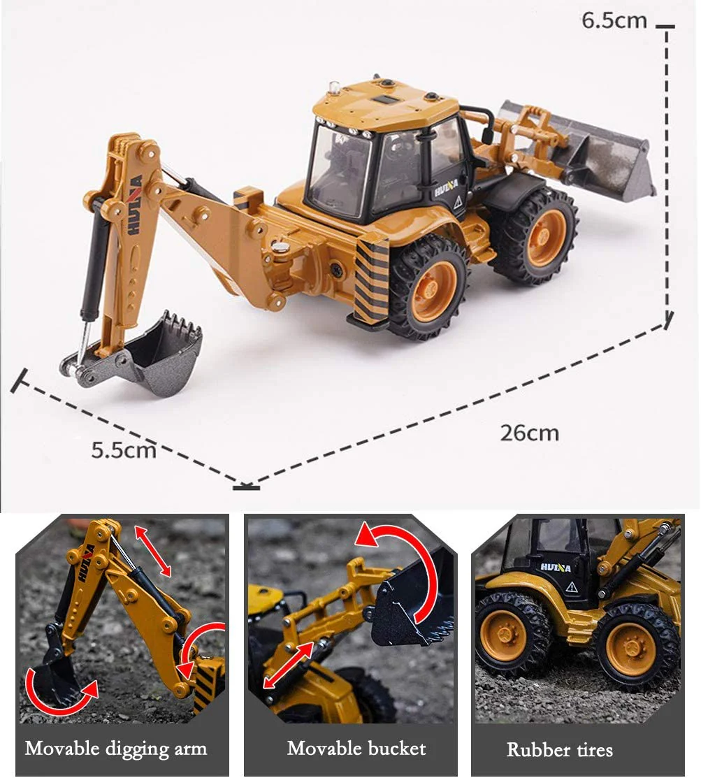 1:50 Diecast Construction Vehicle Toys Forklift Backhoe Bulldozer Crane Excavator Loader - Image 27