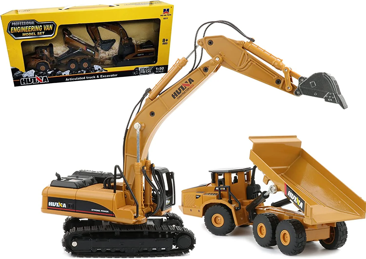 1:50 Diecast Construction Vehicle Toys Forklift Backhoe Bulldozer Crane Excavator Loader - Image 39