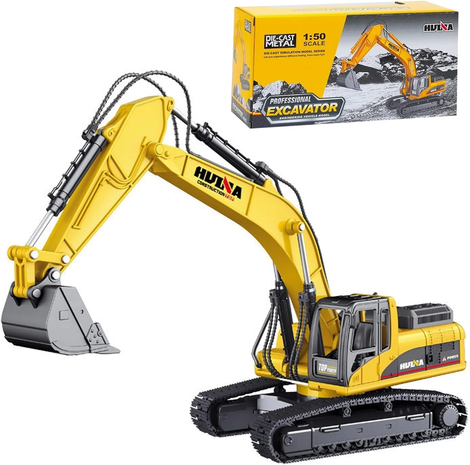 1:50 Diecast Construction Vehicle Toys Forklift Backhoe Bulldozer Crane Excavator Loader - Image 6