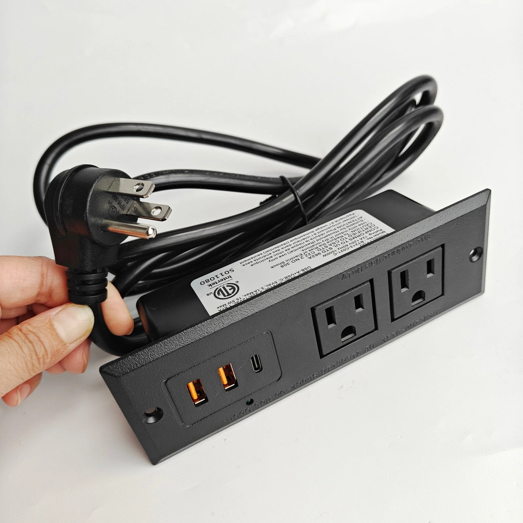 Recessed Desk Power Strip Bar with USB Ports – Ideal for Home Office or Workbench BY213C021C - Image 2