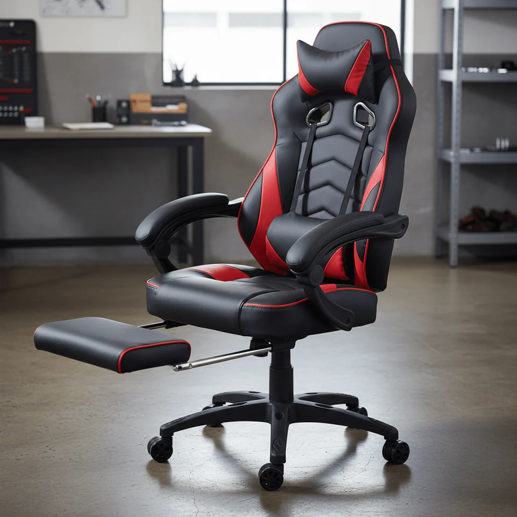 Reclining Racing-Style Gaming Chair with Footrest | Ergonomic Adjustable Seat