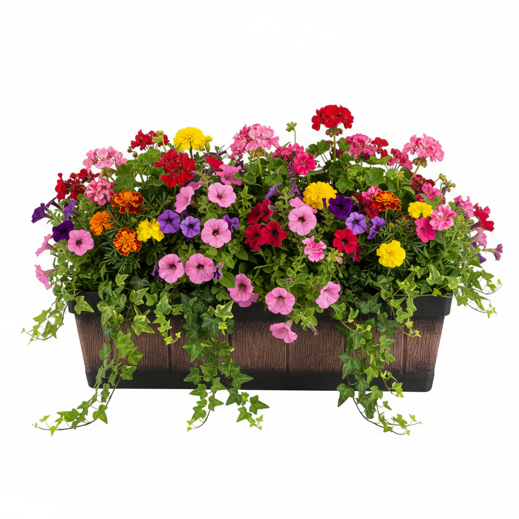 Rectangular Flower Pot – 18" Faux Wood Plastic Planter Box, Durable PP G5781