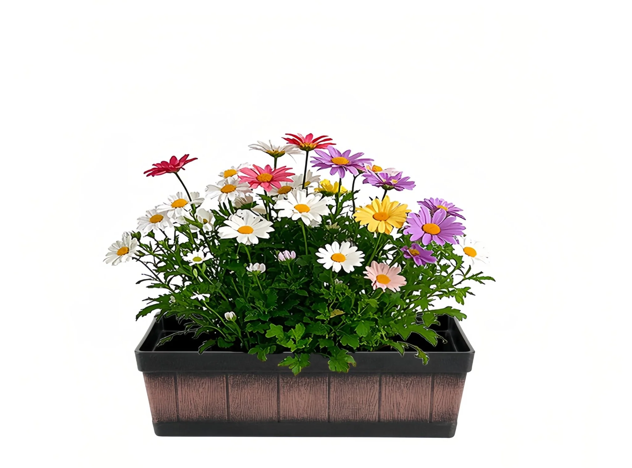 Rectangular Flower Pot – 18" Faux Wood Plastic Planter Box, Durable PP G5781 - Image 2