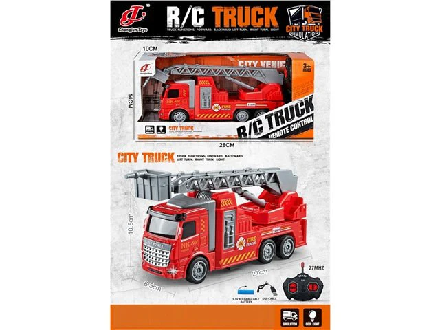 Remote Control Fire Truck Toy with Ladder 4-Channel RC Vehicle CPS343049