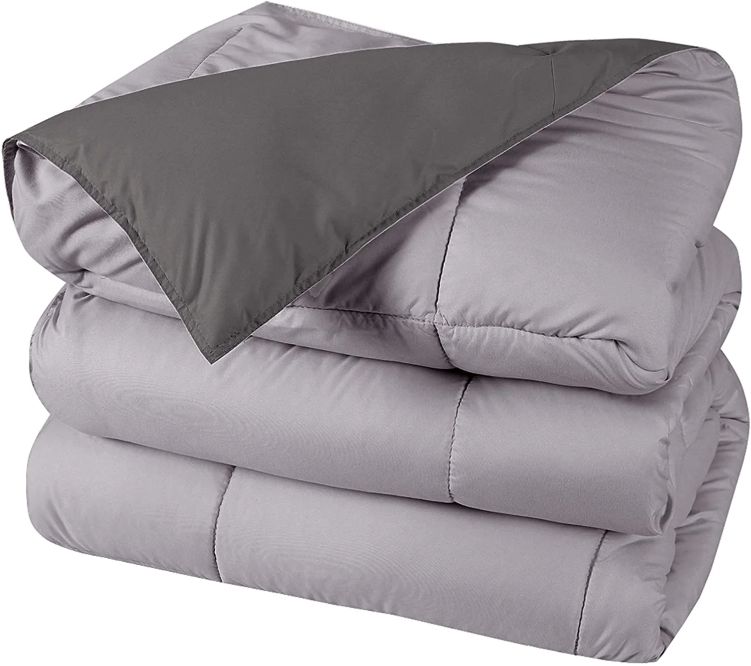 Reversible Down Alternative Comforter – Hypoallergenic Microfiber Blanket, Dark Gray/Light Gray (Queen & King)