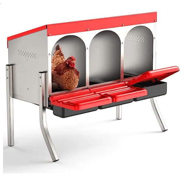 Roll-Out Chicken Nesting Box for Hens – Metal Laying Nest with Removable Trays (3 or 6 Compartments) - Image 3