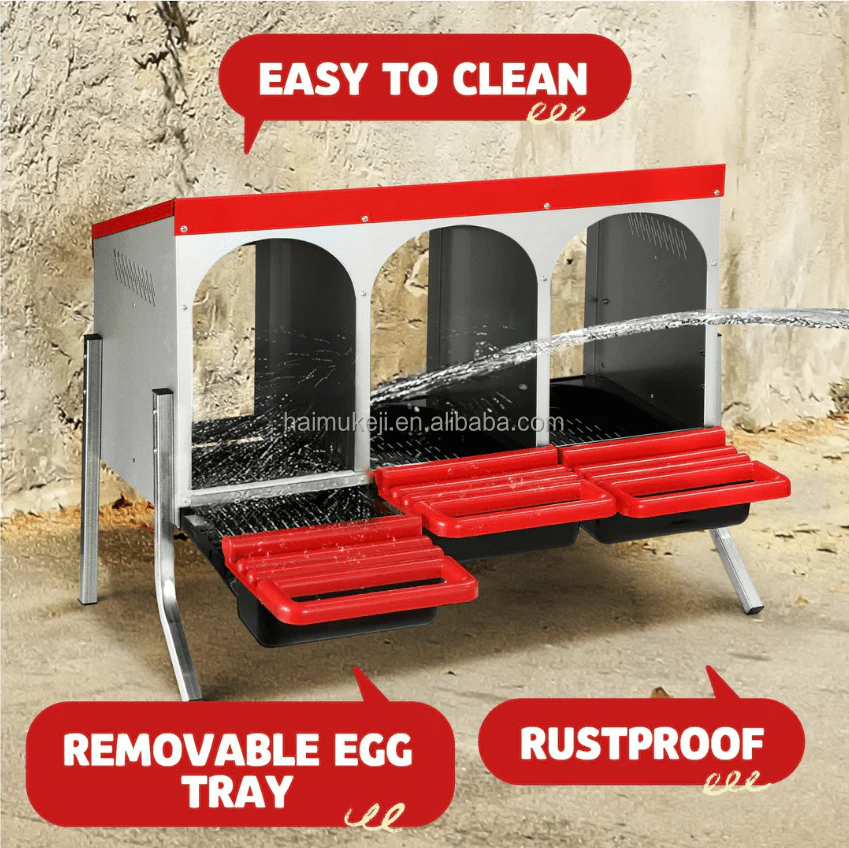 Roll-Out Chicken Nesting Box for Hens – Metal Laying Nest with Removable Trays (3 or 6 Compartments) - Image 4