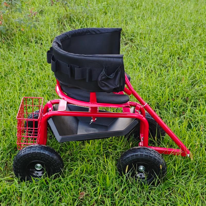 Rolling Garden Swivel Seat Cart with Tool Tray and Pneumatic Tires – RGSSC3550 - Image 3