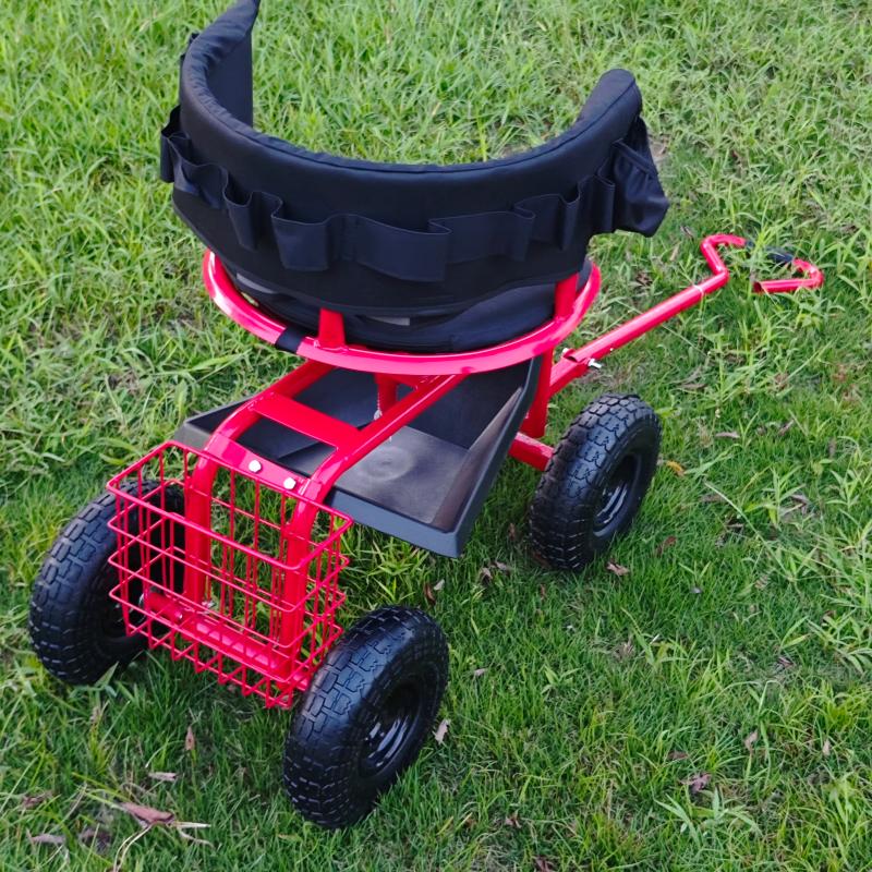 Rolling Garden Swivel Seat Cart with Tool Tray and Pneumatic Tires – RGSSC3550 - Image 6