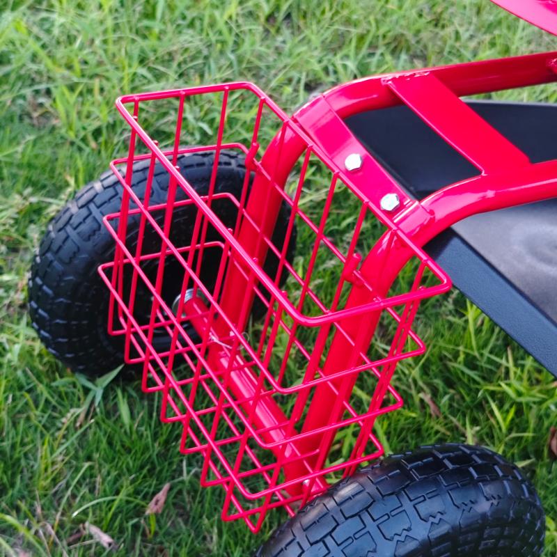 Rolling Garden Swivel Seat Cart with Tool Tray and Pneumatic Tires – RGSSC3550 - Image 8