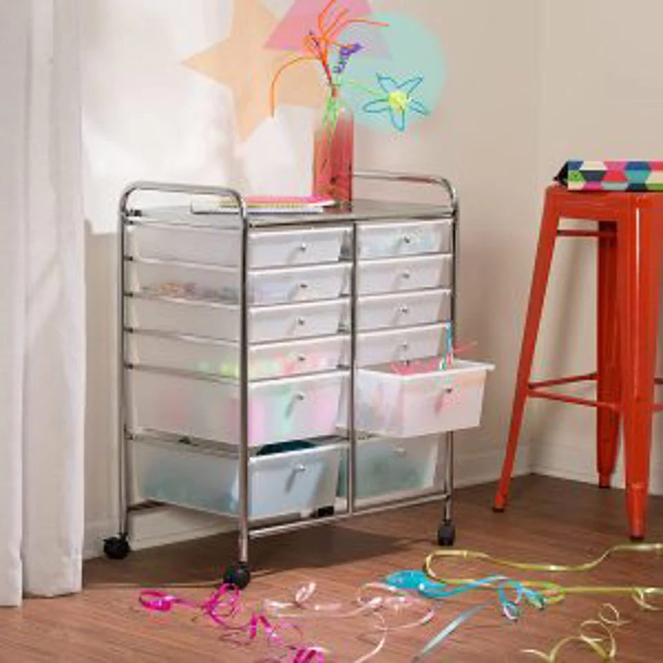 New 12-Drawer Rolling Storage Cart Organizer – Mobile Craft & Office Supply Trolley 51712C - Image 14