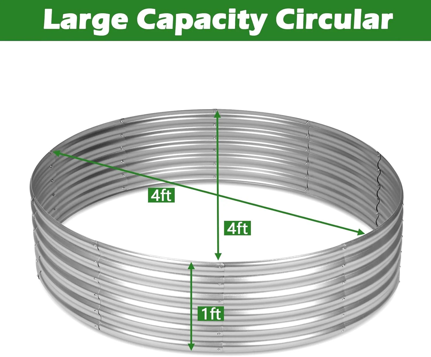 Round Galvanized Raised Garden Bed – 4x4 FT Metal Planter for Vegetables, Flowers & Herbs GB0441 - Image 4