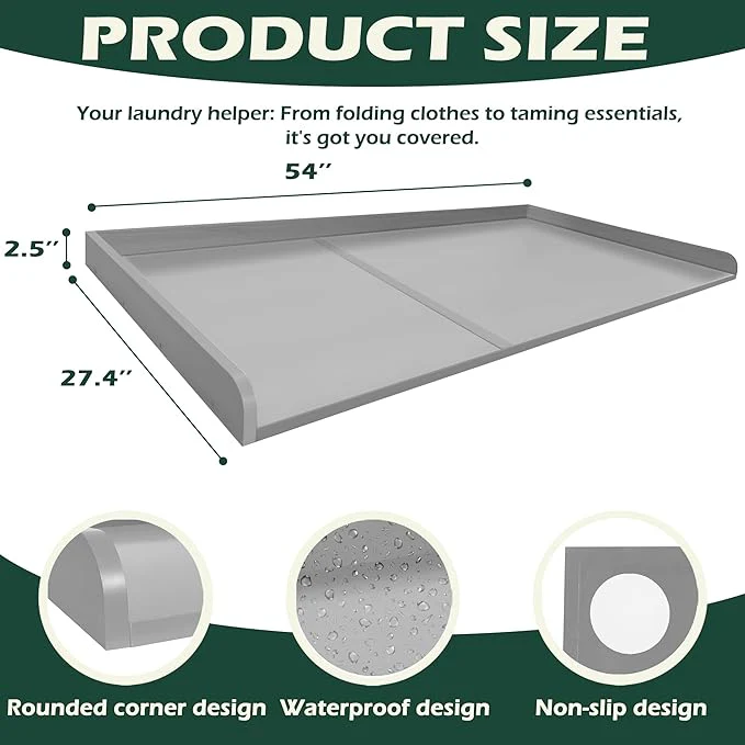 Royxen Washer Dryer Countertop 27.5 x 54 Inch Wood Laundry Folding Table - Image 4