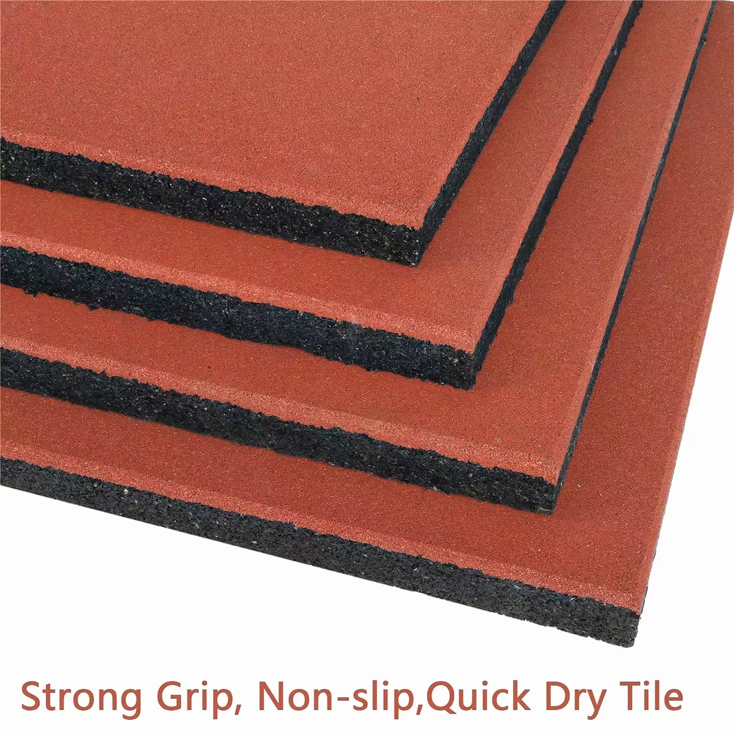 20" x 20" x 1" Rubber Patio & Playground Tiles – Slip-Resistant, DIY Install