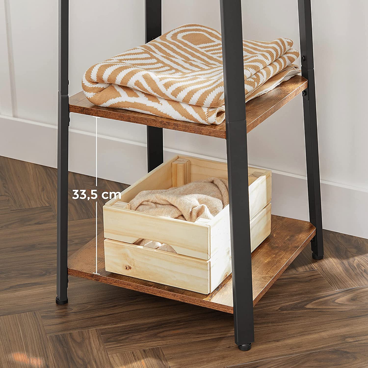 Rustic 3-Tier Ladder Coat Rack with Hooks | Industrial Entryway Organizer – Model LCR80X - Image 4