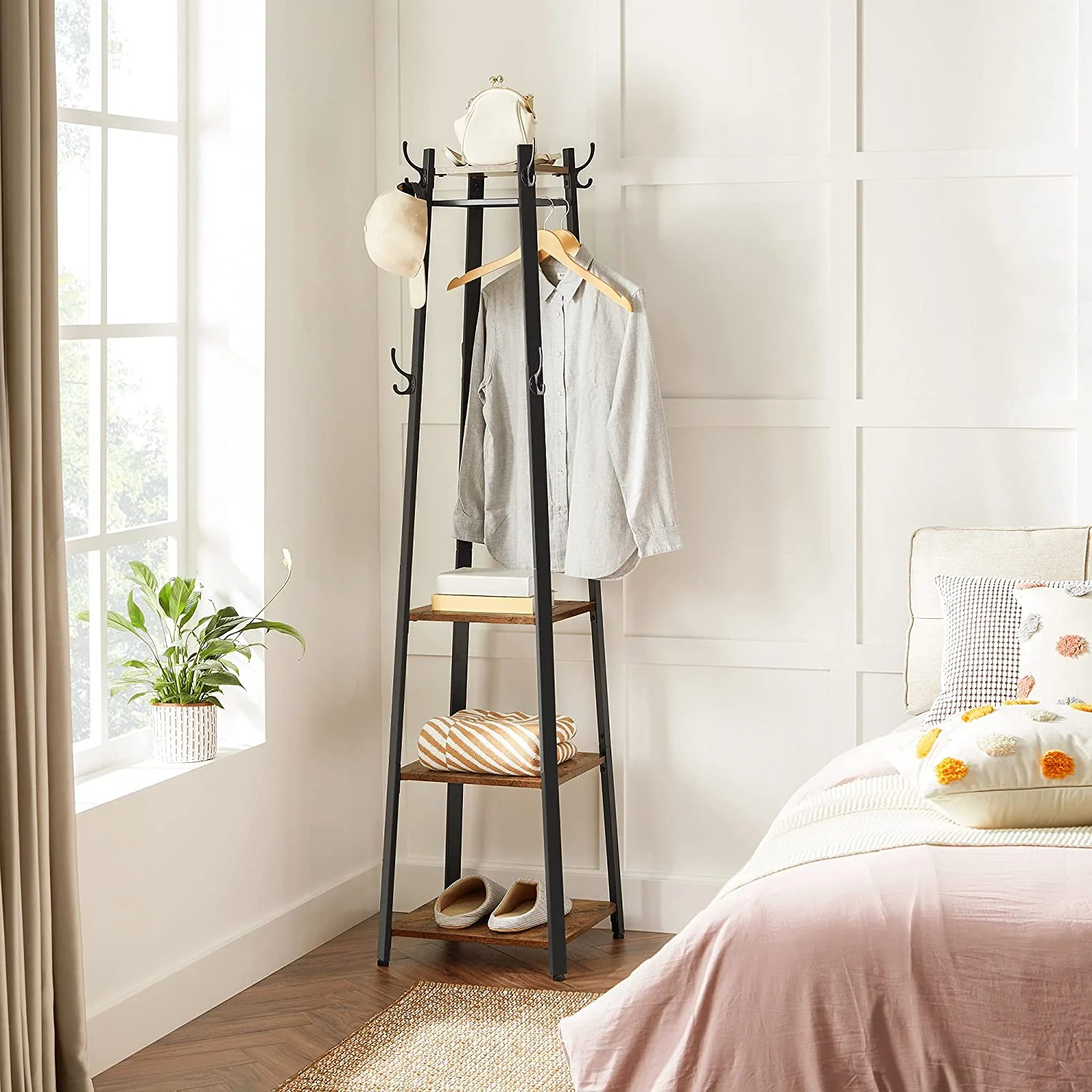 Rustic 3-Tier Ladder Coat Rack with Hooks | Industrial Entryway Organizer – Model LCR80X - Image 5