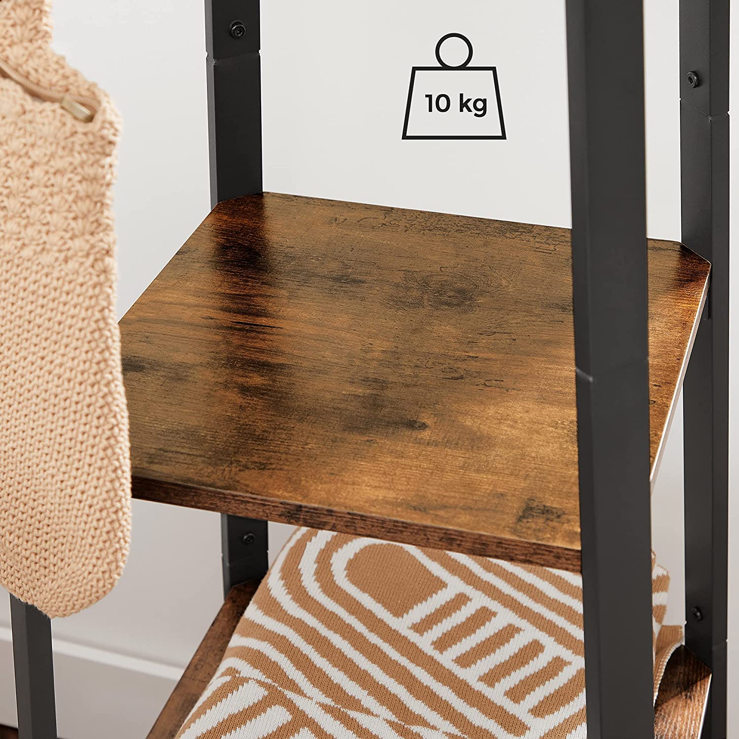 Rustic 3-Tier Ladder Coat Rack with Hooks | Industrial Entryway Organizer – Model LCR80X - Image 7