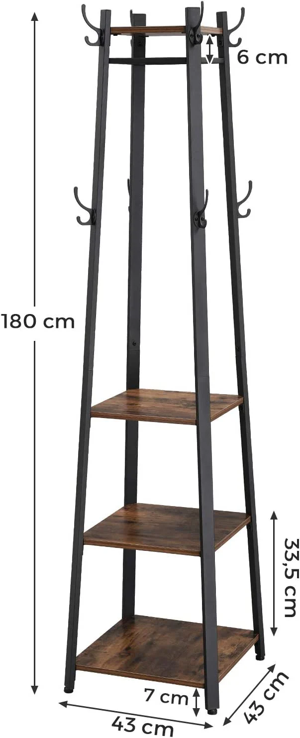 Rustic 3-Tier Ladder Coat Rack with Hooks | Industrial Entryway Organizer – Model LCR80X - Image 8