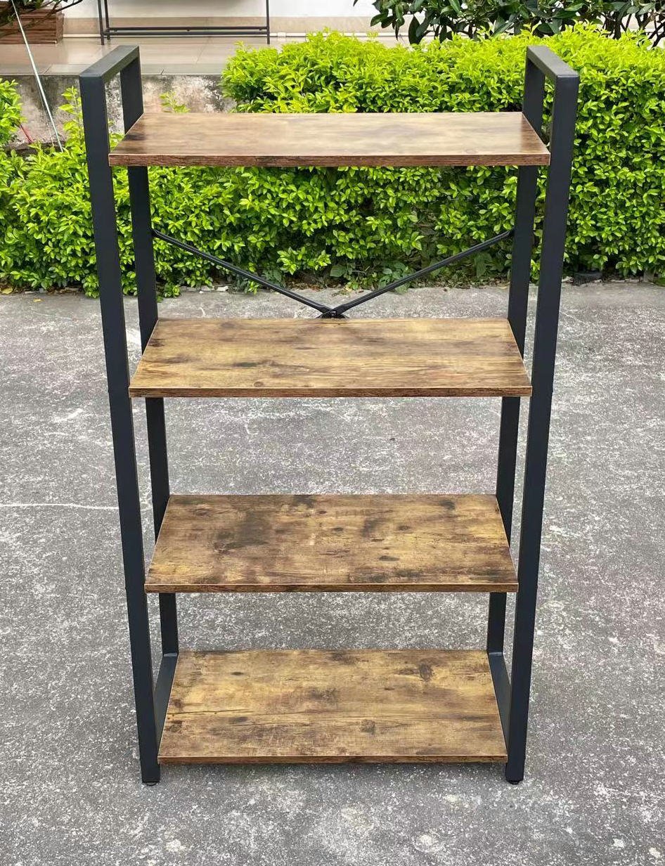Rustic 4-Tier Bookshelf with Steel Frame | Industrial Storage Rack – Model LBS2102