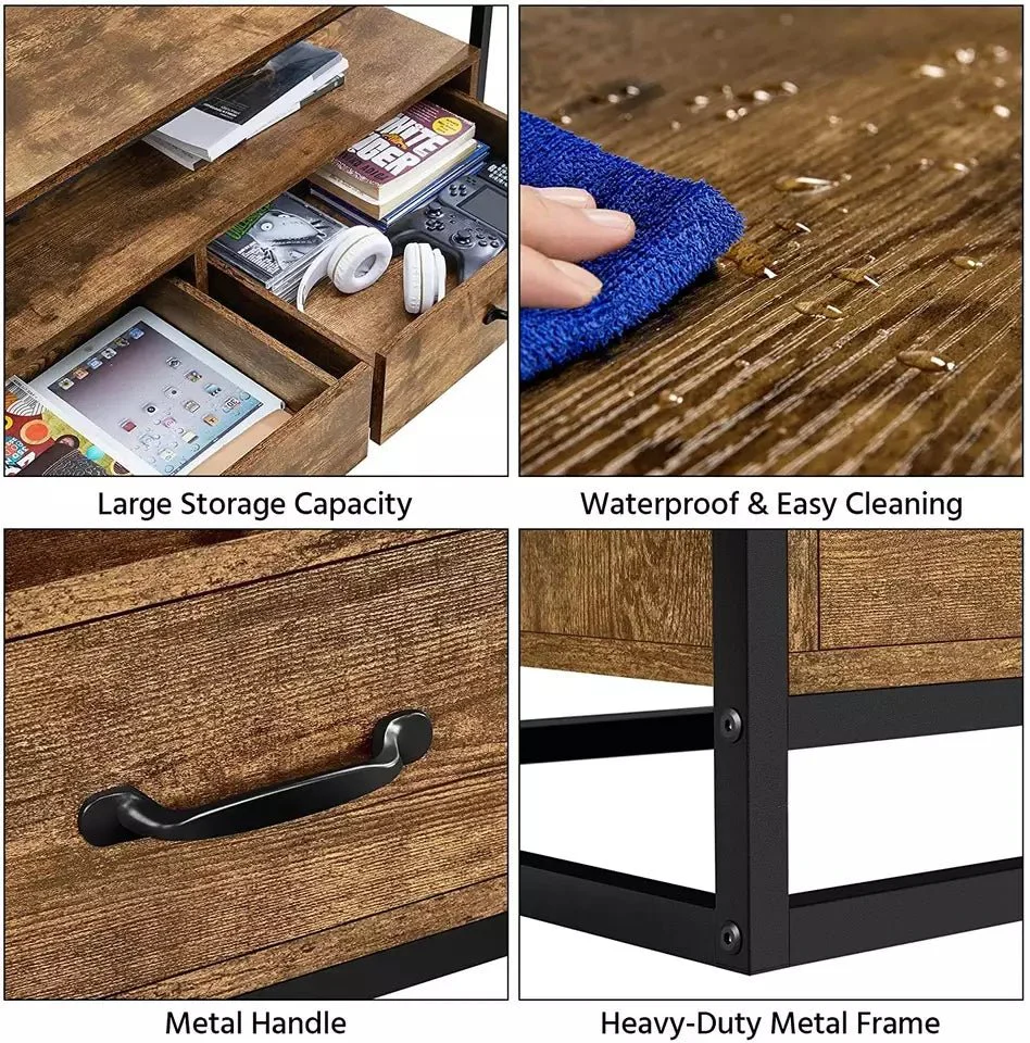 Rustic Coffee Table with 2 Drawers & Open Shelf – Solid Wood Farmhouse Style | Model S3113 - Image 5