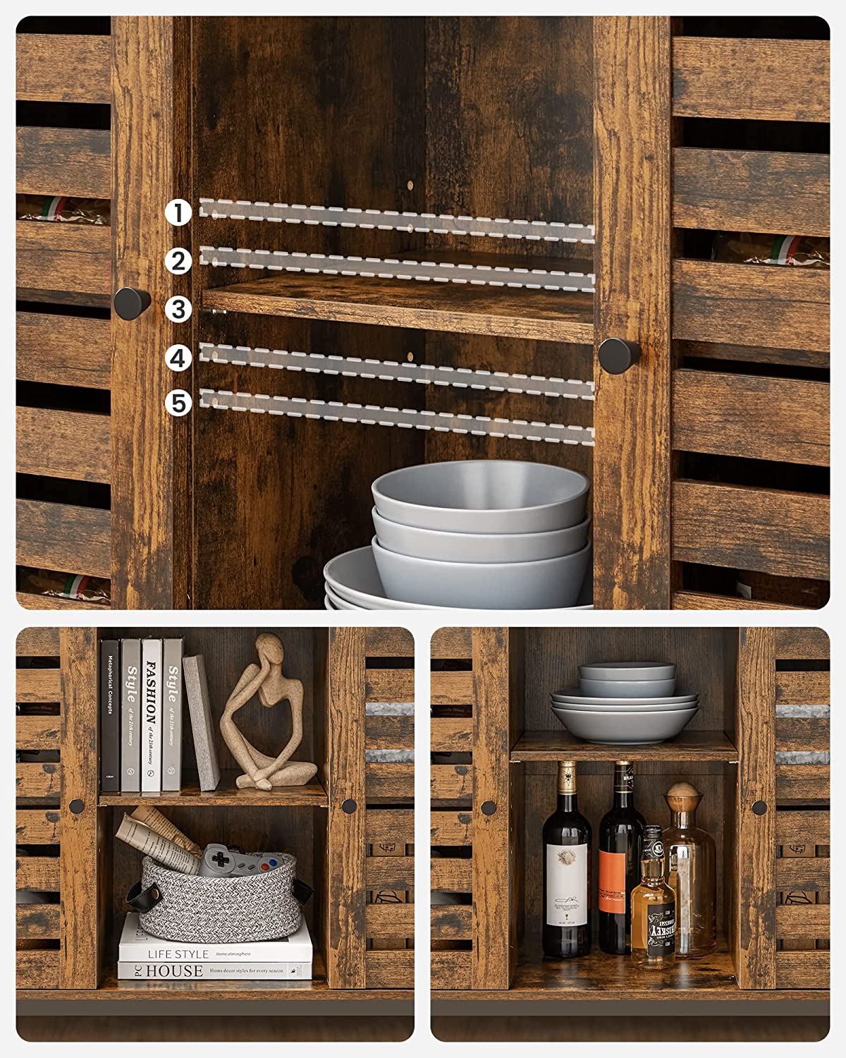 New Rustic Buffet Storage Cabinet Sideboard – Model LSC79BX - Image 3