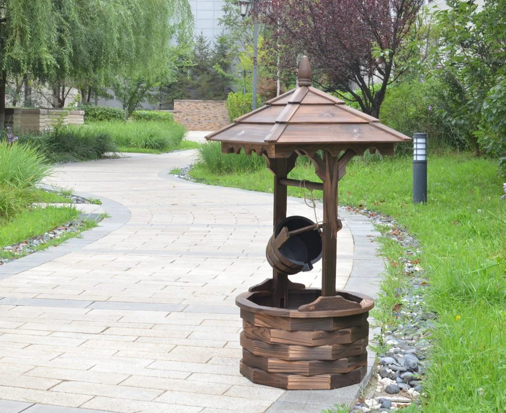 New Round Wooden Garden Water Fountain – Rustic Outdoor Patio Decor with Soothing Water Flow WWF52 - Image 4