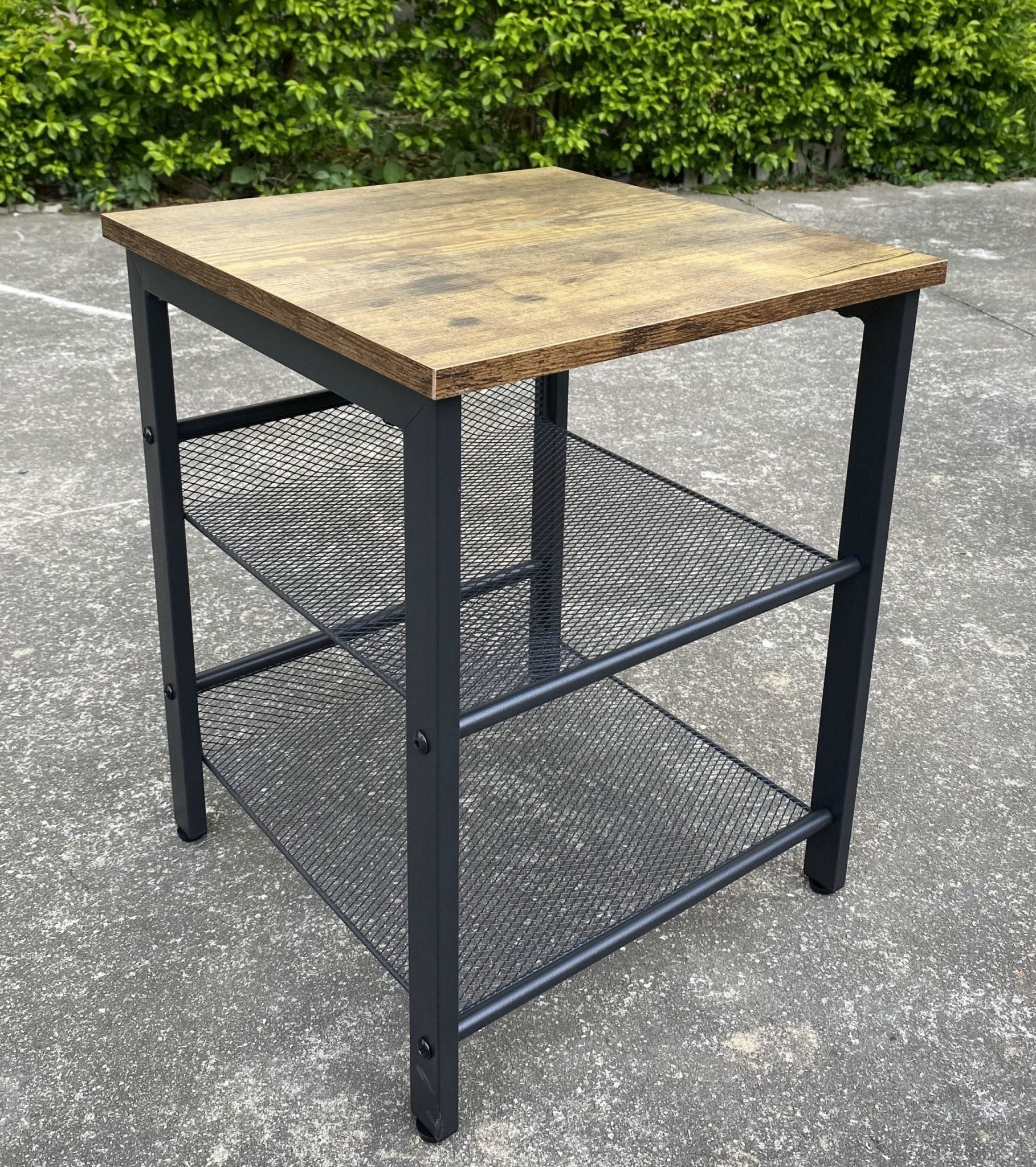 Set of 2 Rustic Wood End Tables – Farmhouse Accent Tables with Adjustable Shelves ST2108 - Image 2