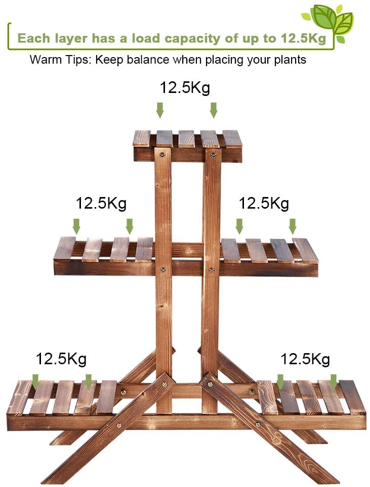 Rustic Wooden 3-Tier Plant Stand | Indoor & Outdoor Flower Shelf Display – FS5173 - Image 4