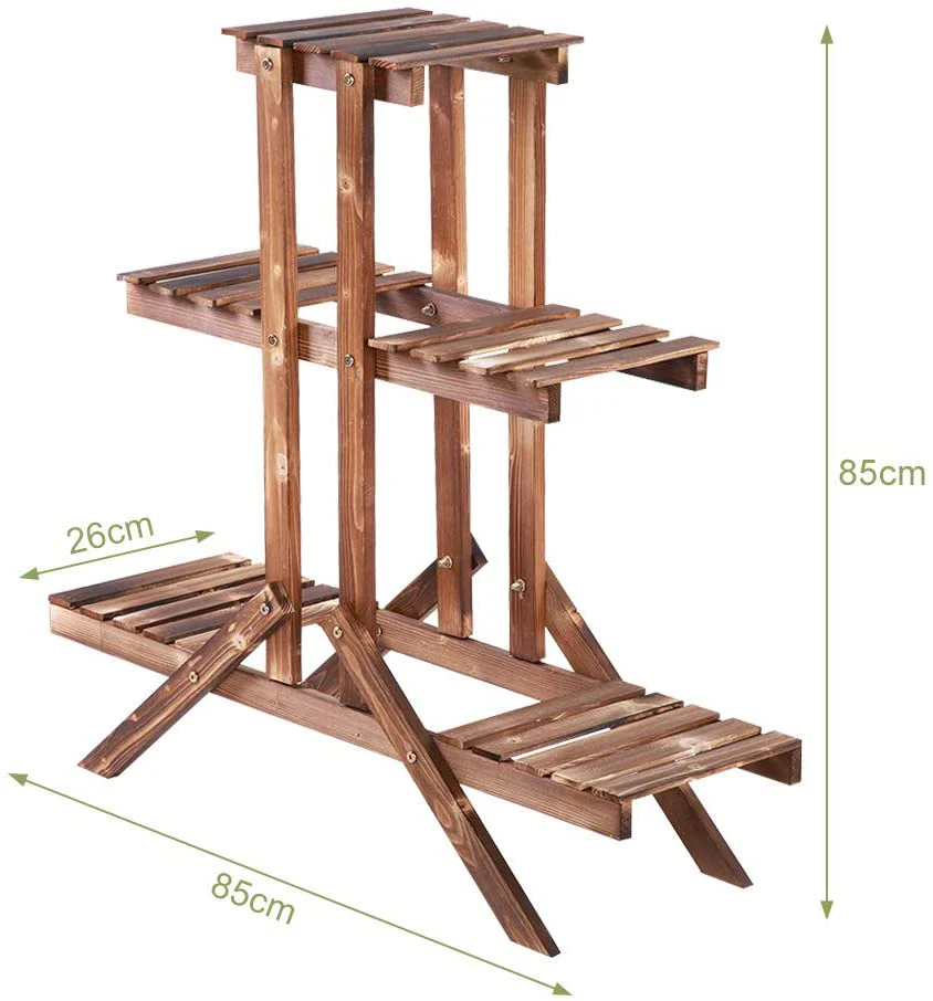 Rustic Wooden 3-Tier Plant Stand | Indoor & Outdoor Flower Shelf Display – FS5173 - Image 6