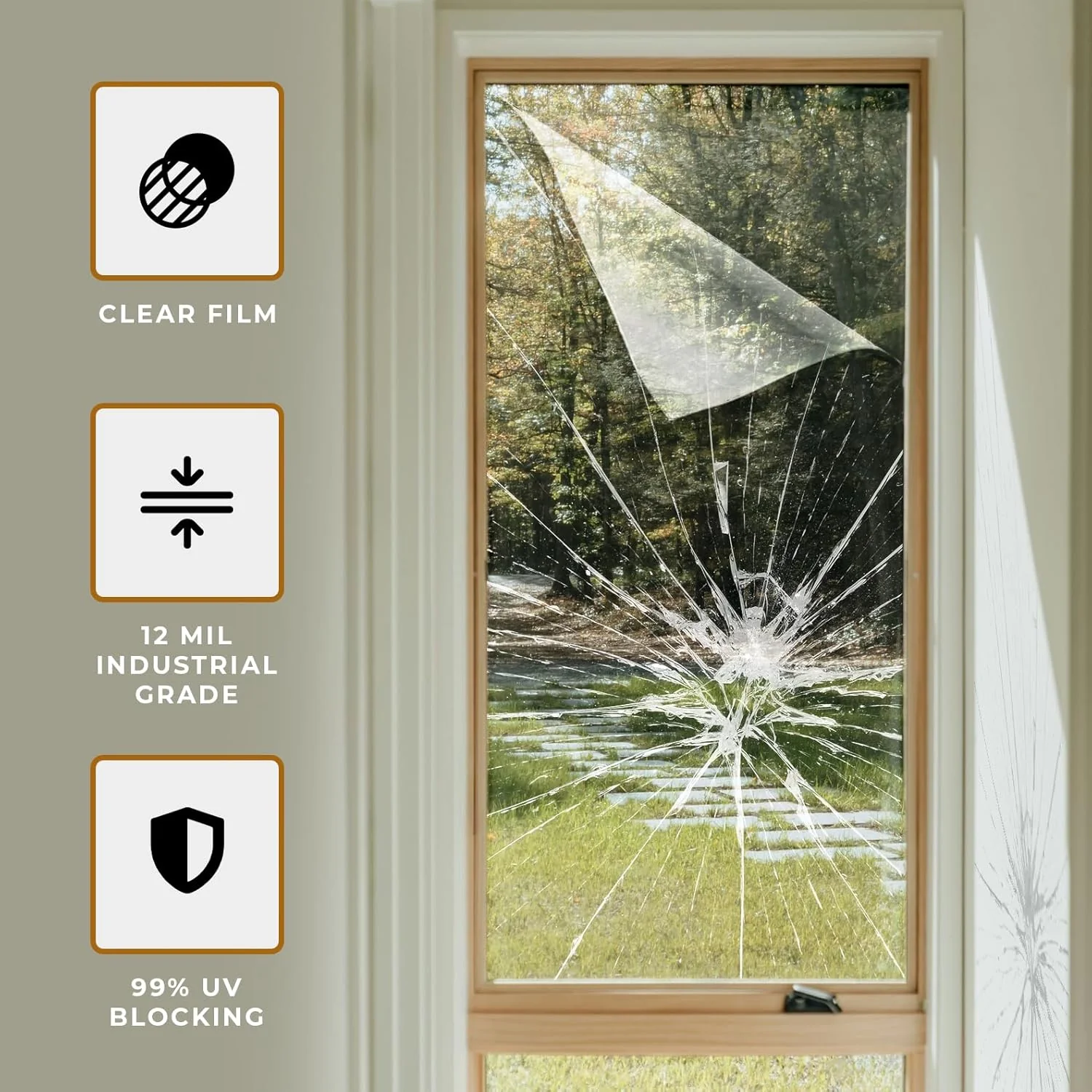 Safety Security Window Film 12 Mil Clear 5 ft x 98 ft Shatter Resistant Glass Protection Roll SF122384 - Image 4