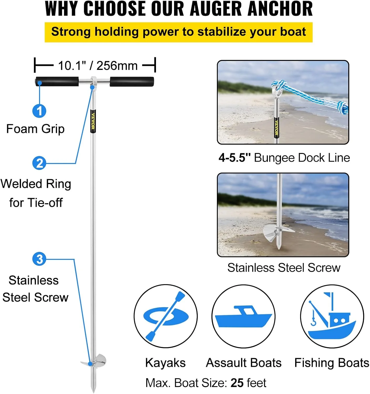 Sand Anchor Auger SA36265 – 36" Heavy-Duty for Boats & Tents | SKU: SA36265 - Image 2