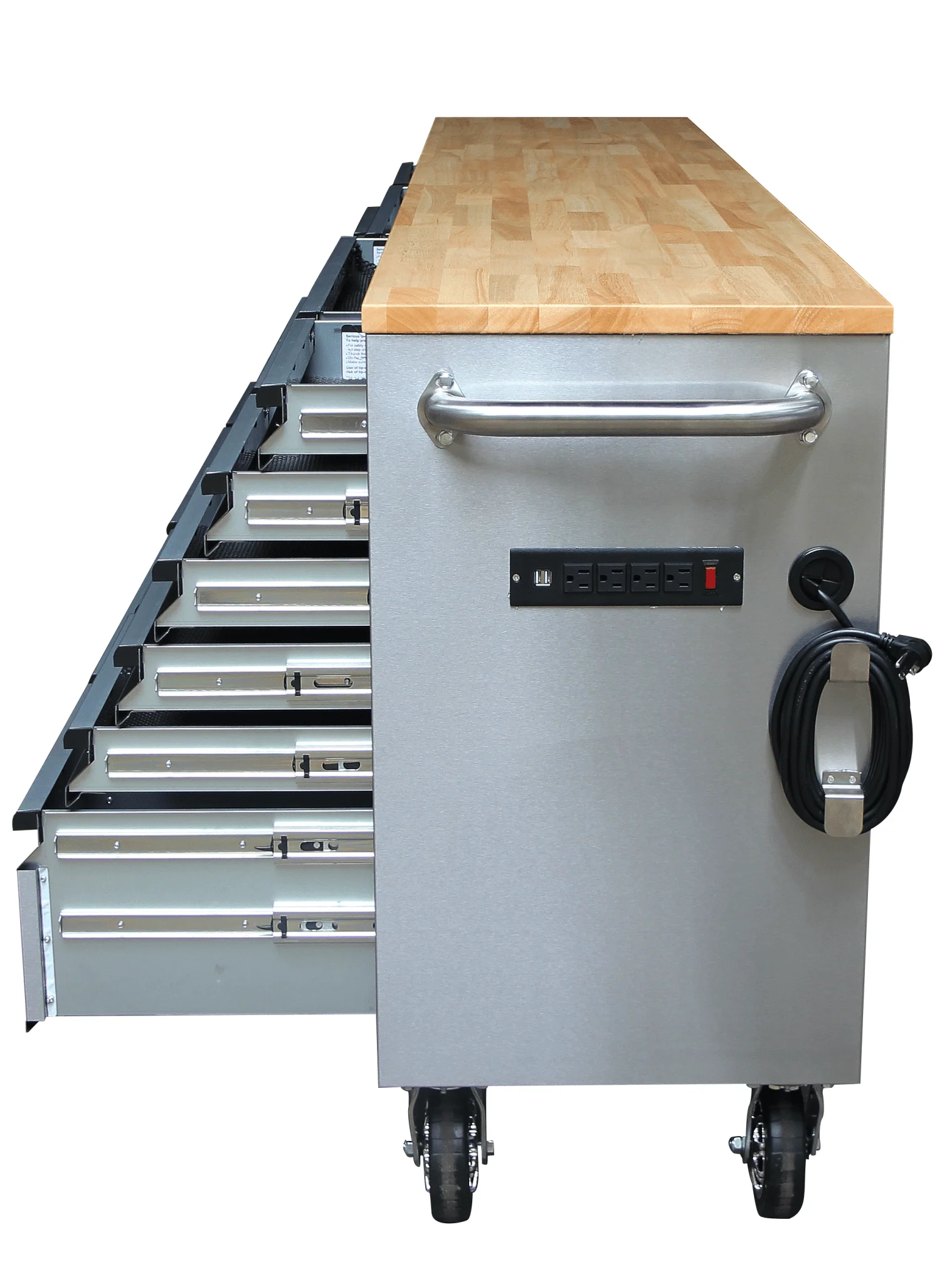 Siebel 8 FT Stainless Steel 24-Drawer Tool Bench with Power & USB – Model P9624S - Image 11