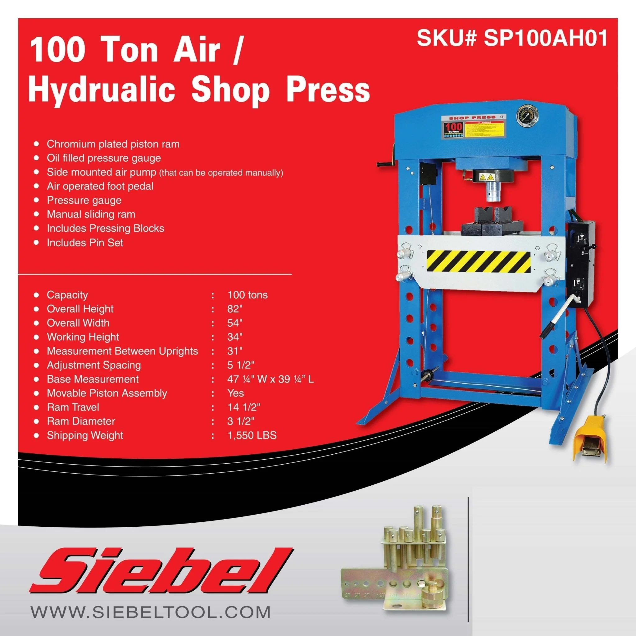 SIEBEL Air & Hydraulic Shop Press | Heavy-Duty Industrial Machine - Image 5