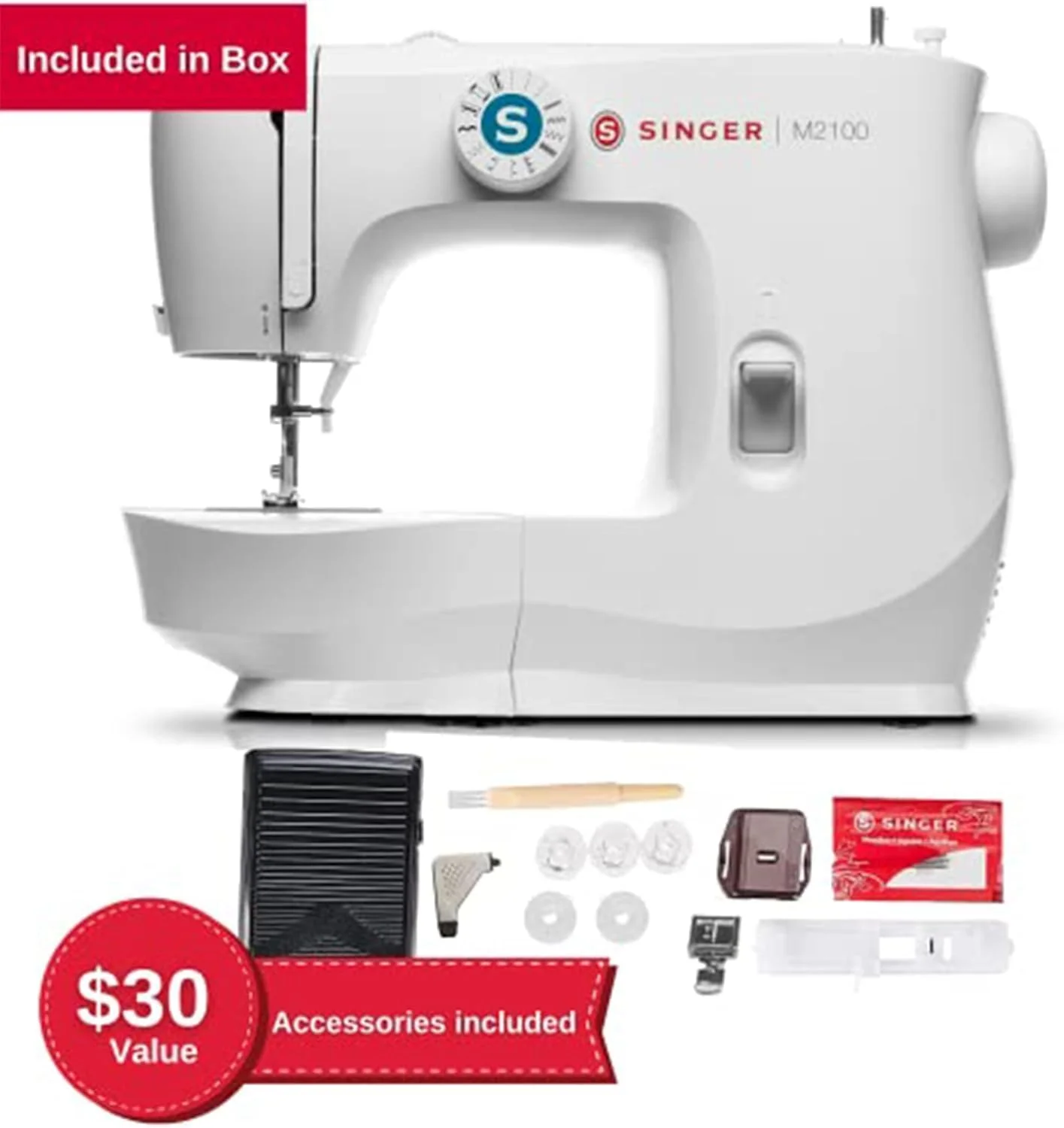 SINGER M2100 Lightweight & Compact Sewing Machine With 63 Stitch Applications, LED Light & Easy 4-step Buttonhole | Ideal for Mending and Sewing - Image 2