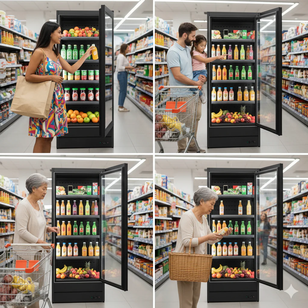 Single Glass Door Beverage Display Cooler | Commercial Merchandiser Fridge for Drinks & Produce C6BF - Image 2