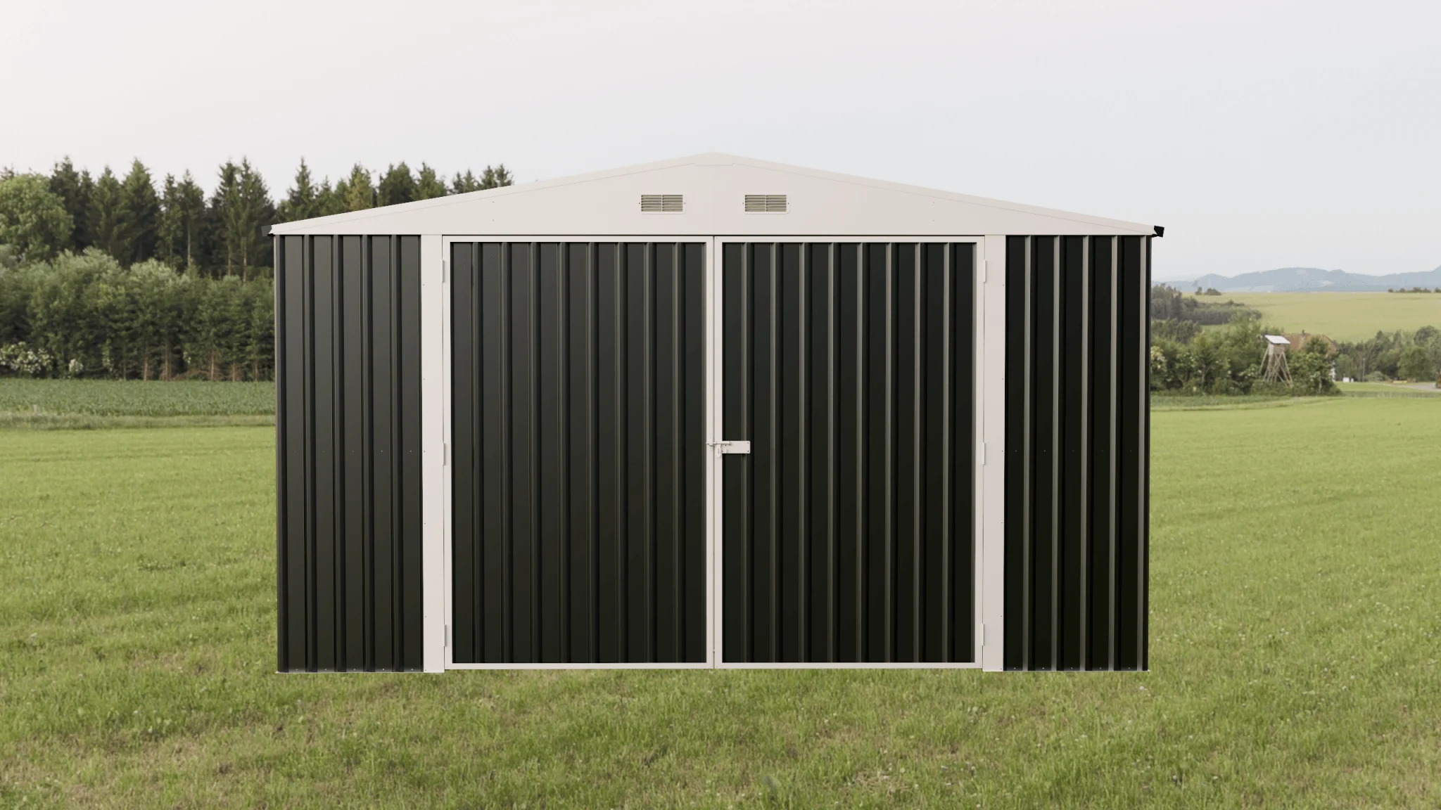 Single Steel Garage Building with Double Swing Doors 14 × 27 ft – GA1427 - Image 2