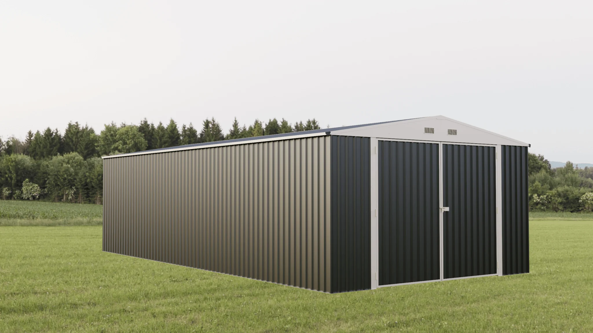 Single Steel Garage Building with Double Swing Doors 14 × 27 ft – GA1427 - Image 3
