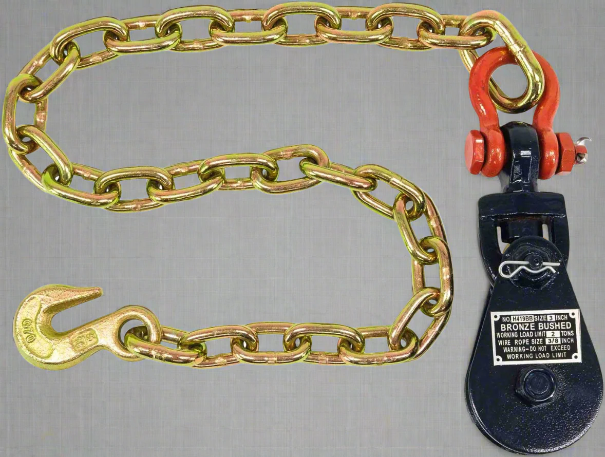 2 Ton Snatch Block with Shackle & Chain Anchor – Heavy-Duty G70 Towing Pulley | SKU S1072 - Image 3