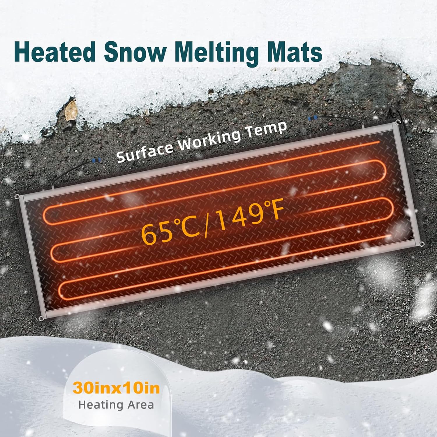 Snow Melting Stair Mat 10x30" – Heated Rubber Ice Melt Mat for Stairs, Walkways, &amp; Entrances &nbsp;Model SMM01030 - Image 4