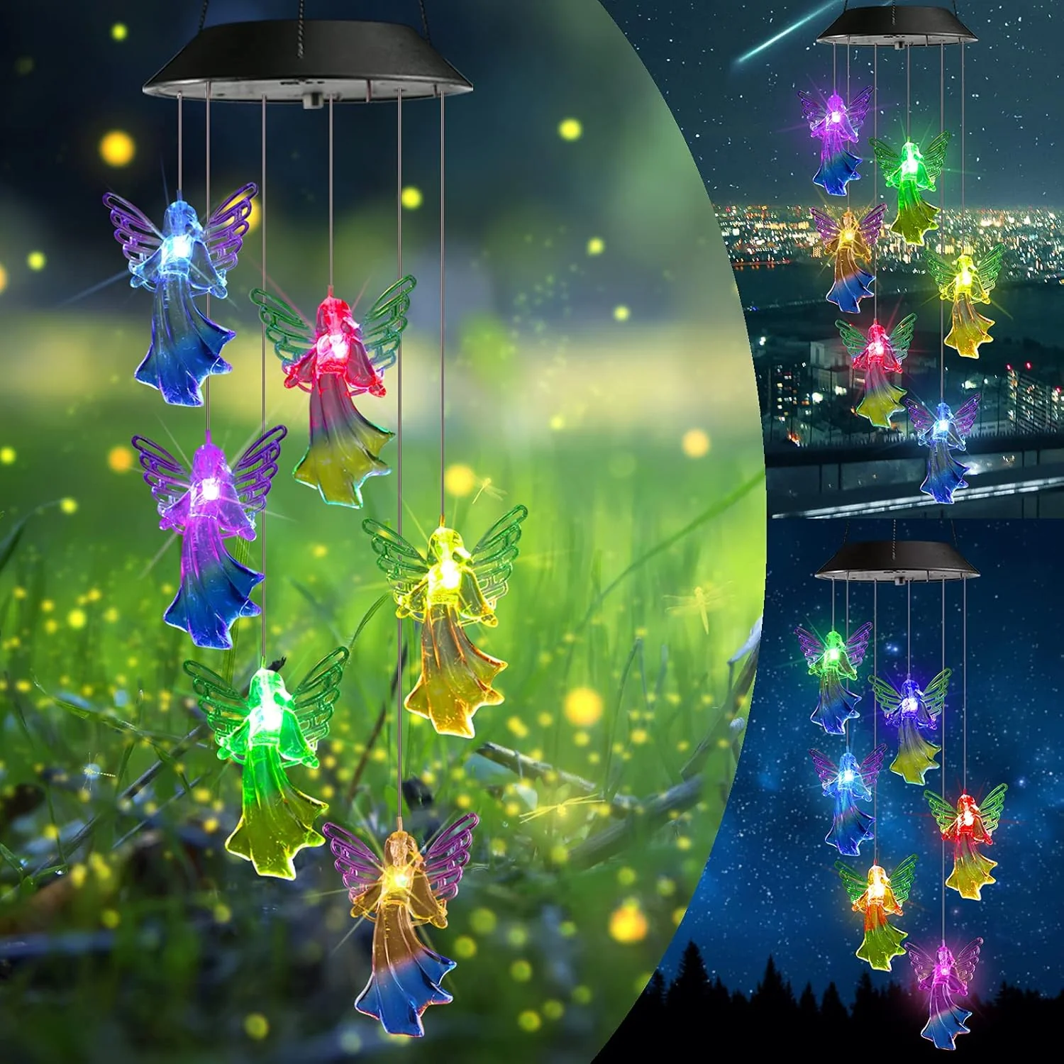 Solar Angel Wind Chime – Color Changing LED Outdoor Hanging Garden Light 5123H