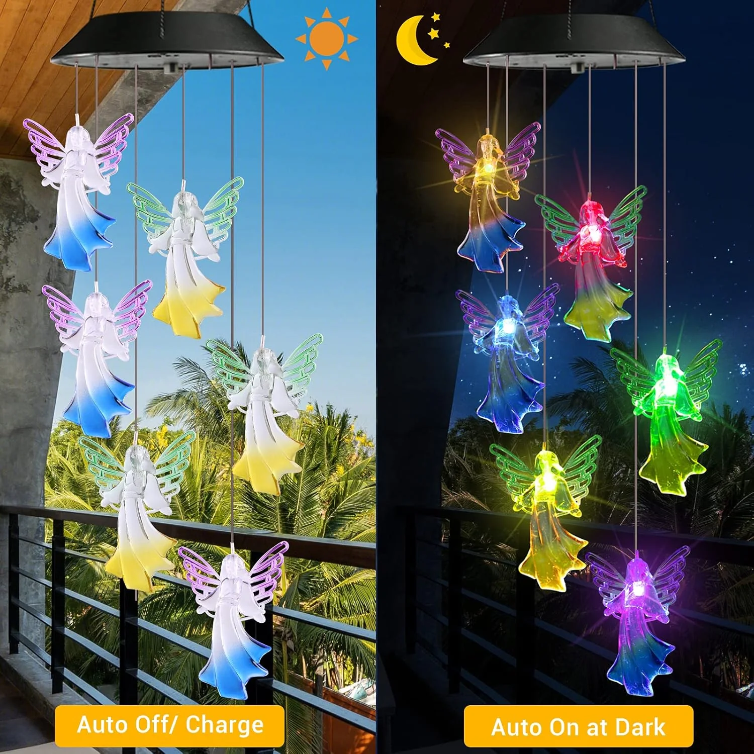 Solar Angel Wind Chime – Color Changing LED Outdoor Hanging Garden Light 5123H - Image 2