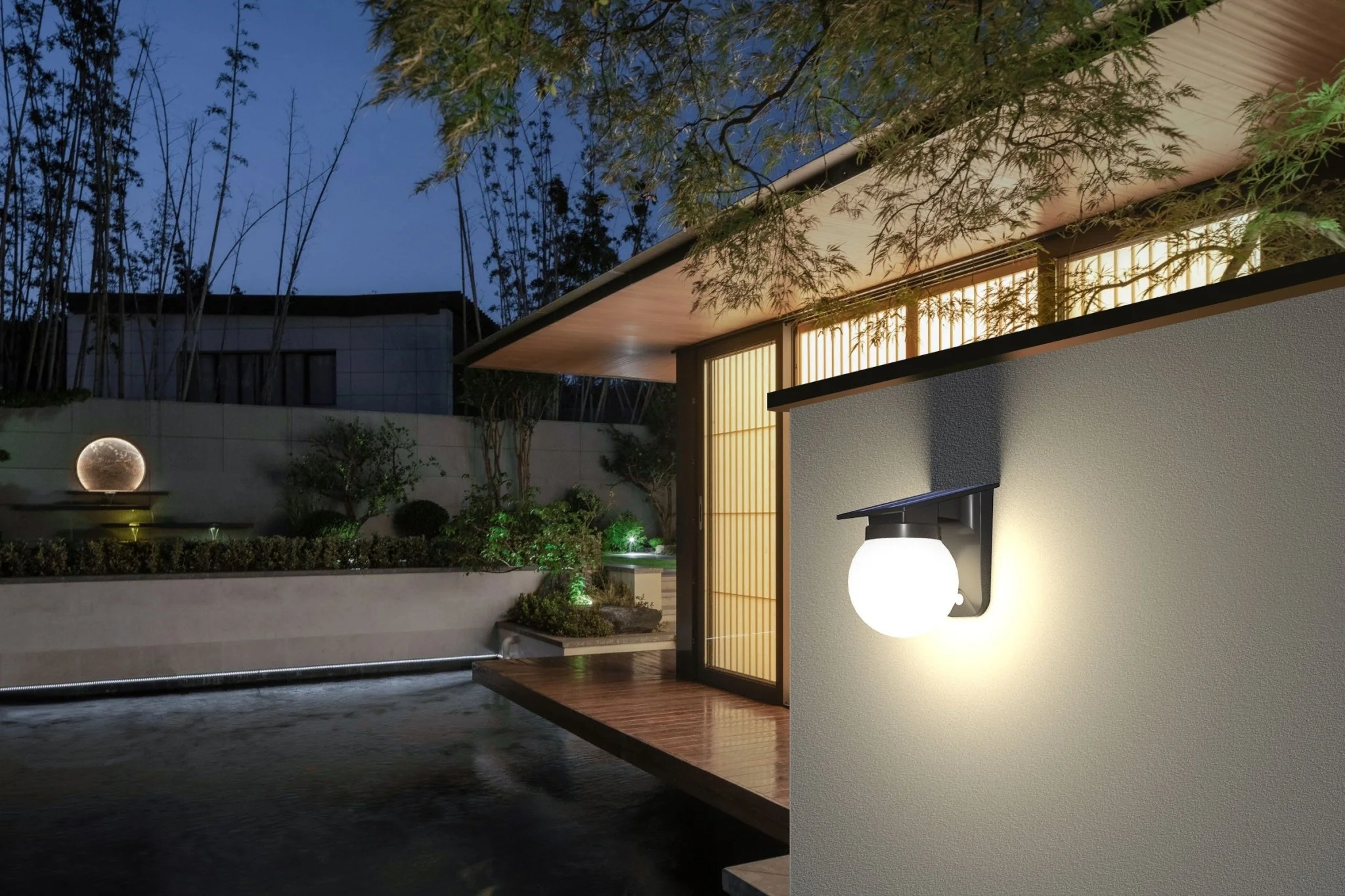 Solar Ball Wall Light 3 Color Temperature Outdoor LED Garden Light QYJG10 - Image 4