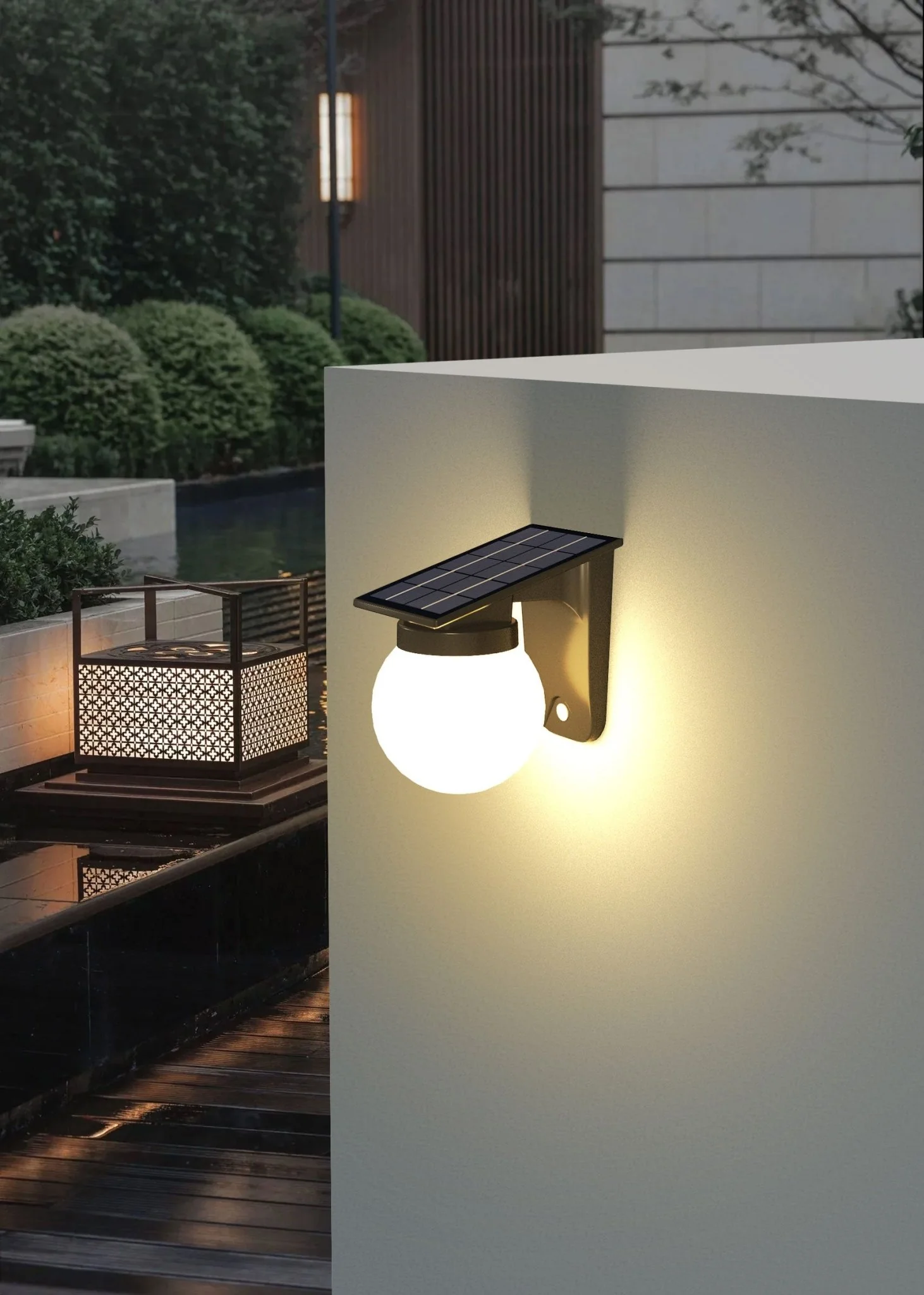 Solar Ball Wall Light 3 Color Temperature Outdoor LED Garden Light QYJG10 - Image 5