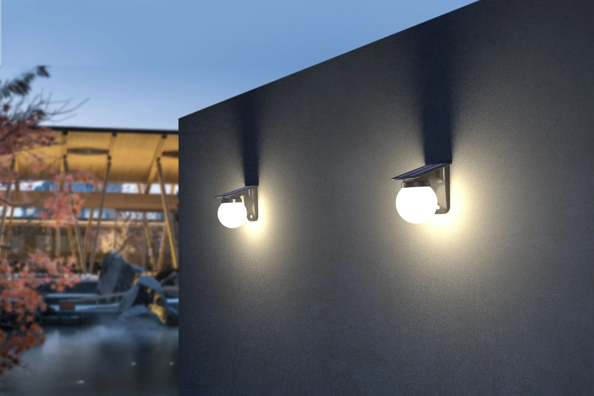Solar Ball Wall Light 3 Color Temperature Outdoor LED Garden Light QYJG10 - Image 6