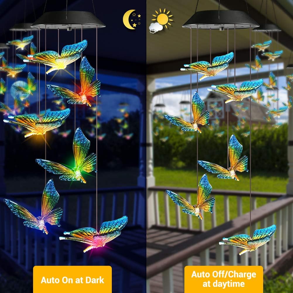Solar Powered RGB LED Butterfly Wind Chimes Color Changing Outdoor Garden Decor 431HWC - Image 7