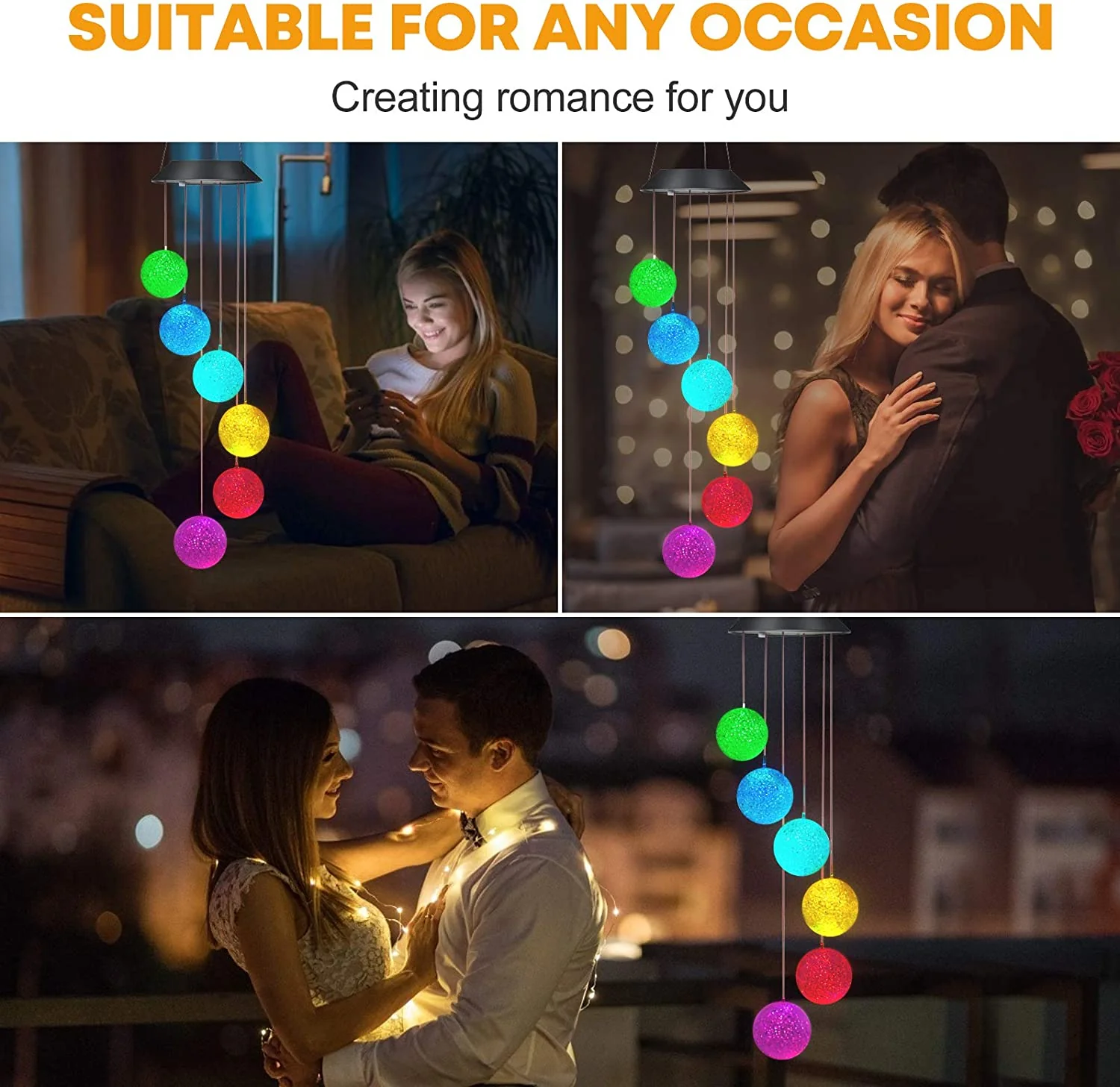 Solar LED Crystal Ball Wind Chimes – Color Changing Outdoor Garden Lights SL880 - Image 4