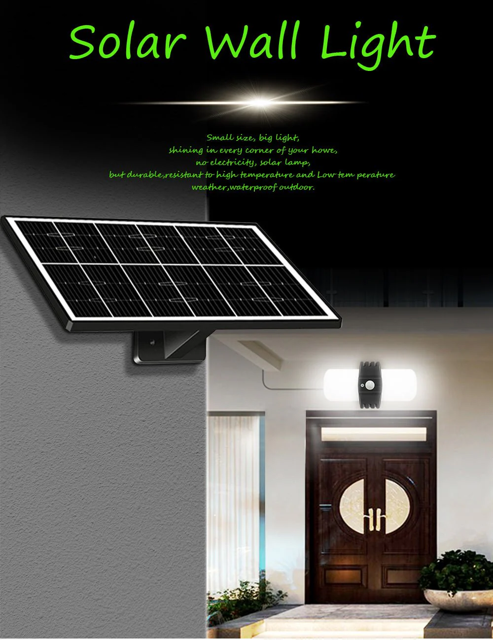 Solar Motion Sensor Wall Light – 1000 Lumens Outdoor LED Security Light with Remote & Solar Panel | QYJW16 - Image 3