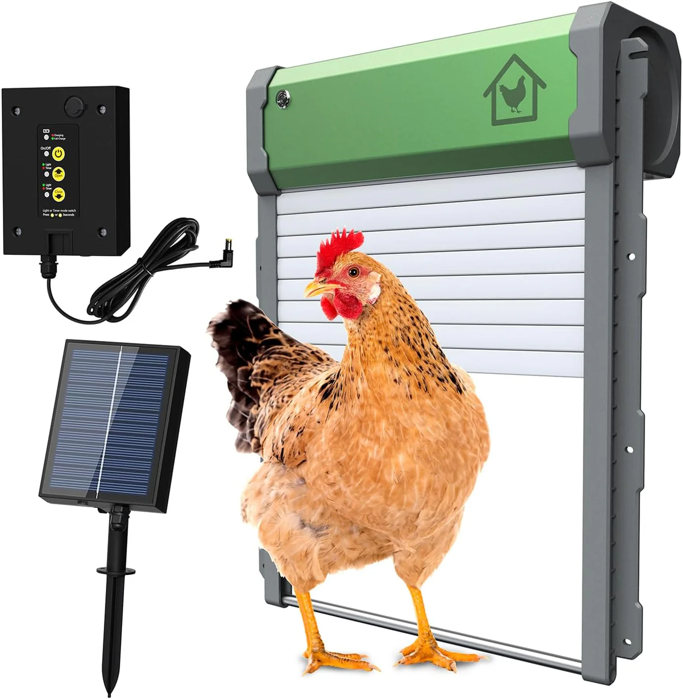Solar Powered Automatic Chicken Coop Door – Timer, Remote & Light Sensor – Anti-Pinch, Waterproof – Model S1223 - Image 2