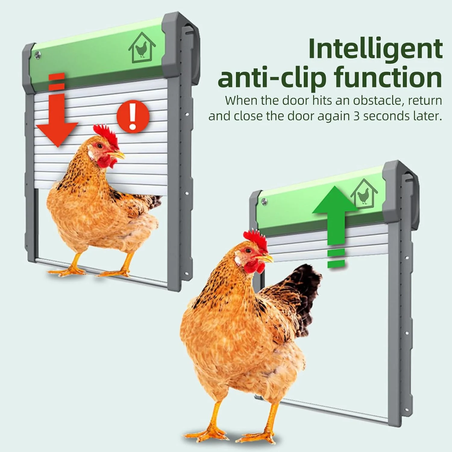 Solar Powered Automatic Chicken Coop Door – Timer, Remote & Light Sensor – Anti-Pinch, Waterproof – Model S1223 - Image 5