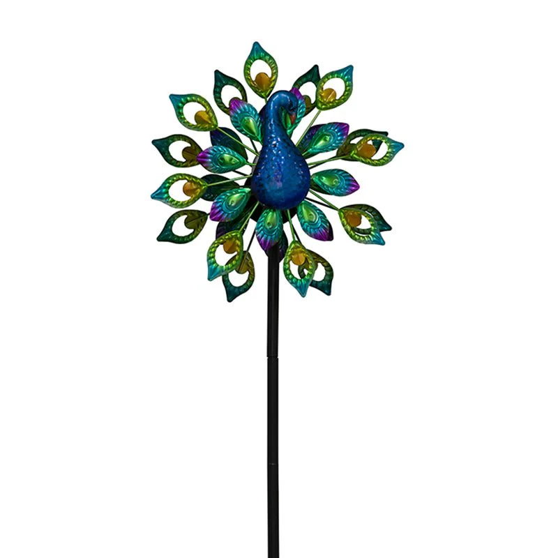 RGB LED Solar Peacock Wind Spinner | Outdoor Garden Decor – 954121 - Image 3